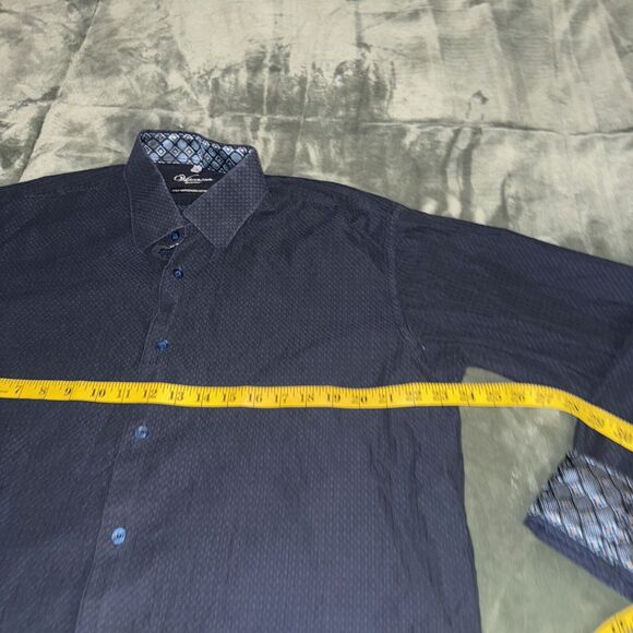 Visconti Shirt Men's XL Navy Blue Cotton Long Sleeve Casual Classic Button Up - Picture 4 of 7